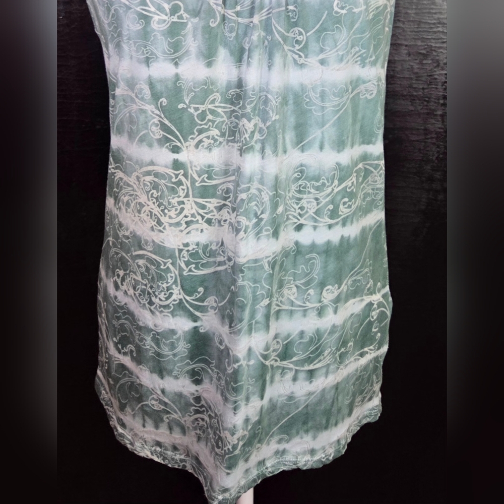 Calvin Klein Jeans Y2K Tunic With Shades Of Green & White Tie-Dye Style Size SP - Picture 4 of 7